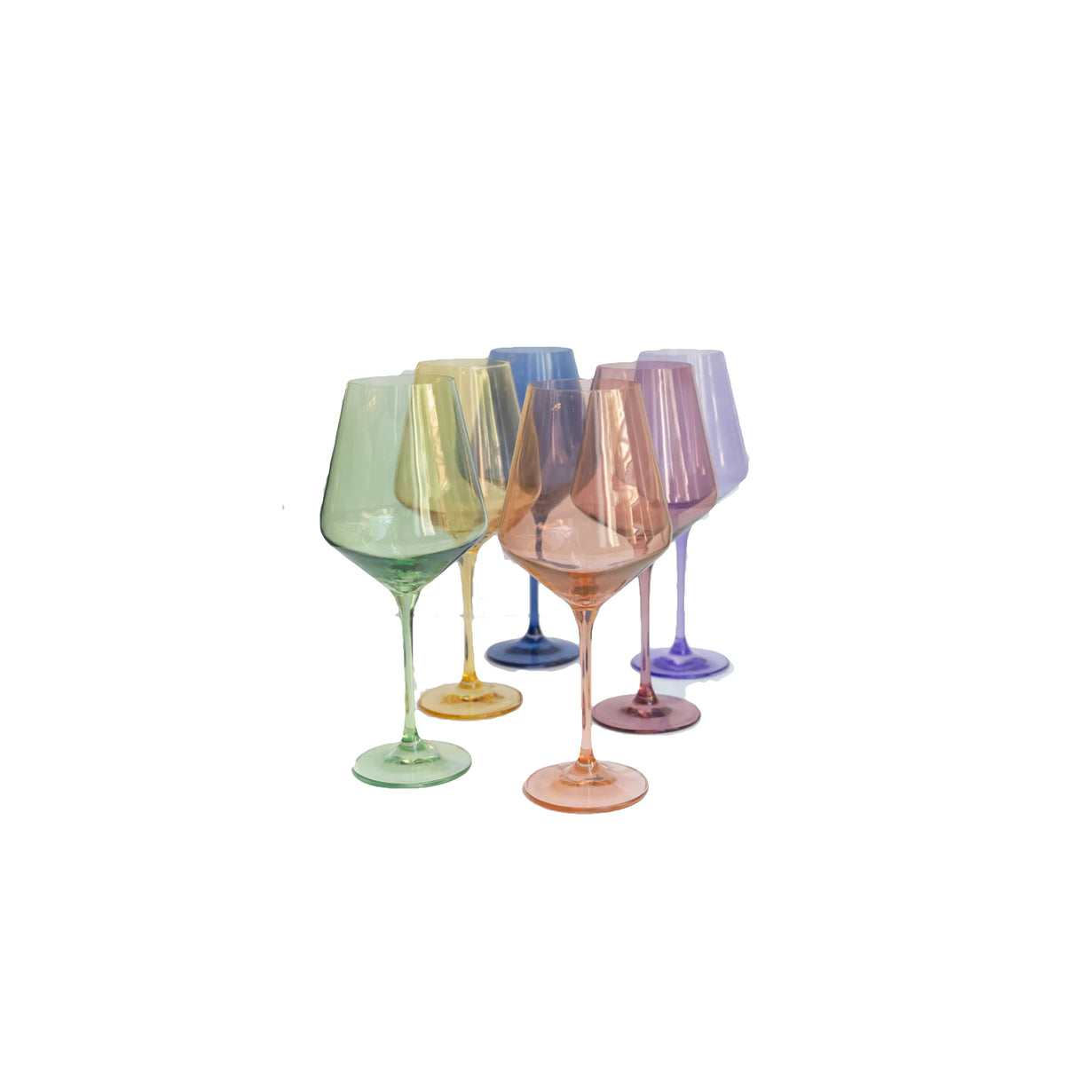 Estelle Colored Wine Stemmed Glasses - Set of 6 {Pastel Mixed Set}