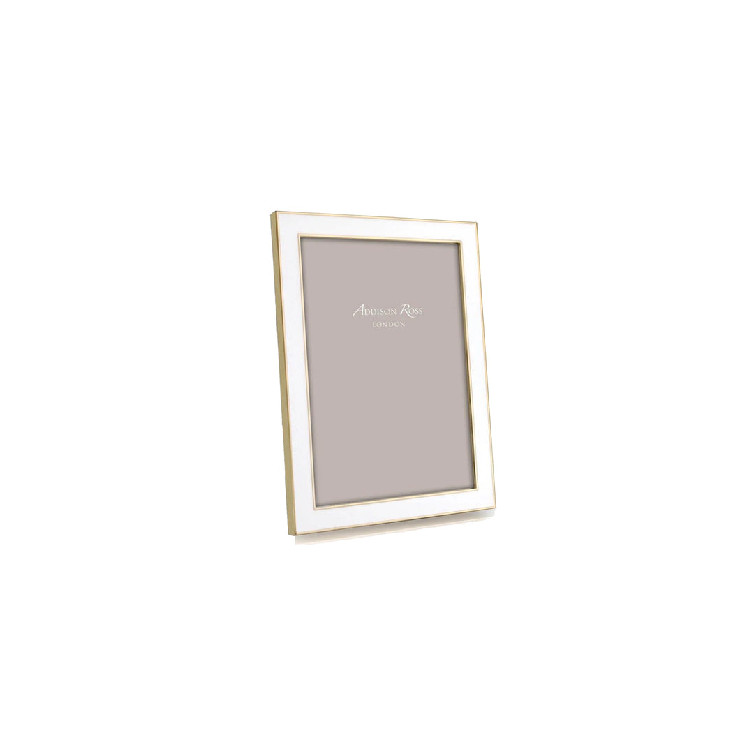 Enamel Frame Gold & White 4 x 6