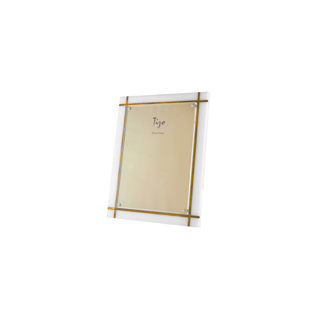 Lucite White and Gold Accent Frame 4 x 6