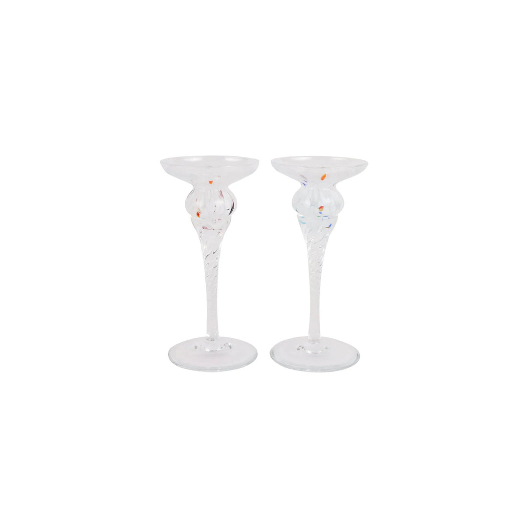 Chiara White Short Candlesticks Pair
