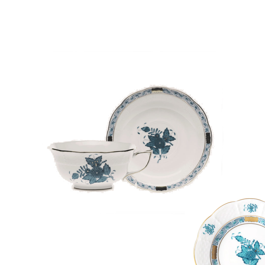 Chinese Bouquet Turquoise Cup & Saucer