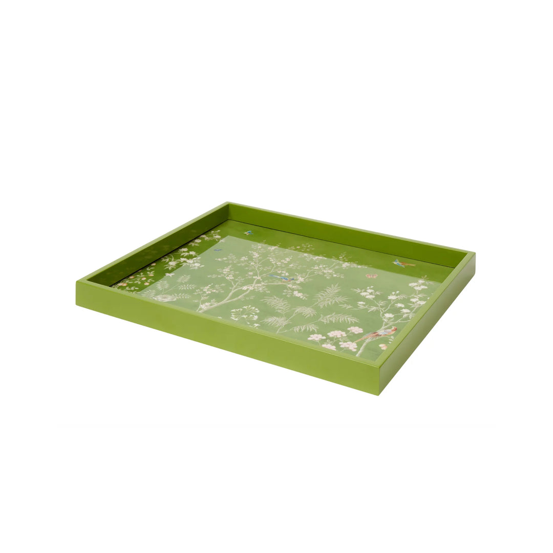 Lacquer Chinoiserie Medium Tray, Green