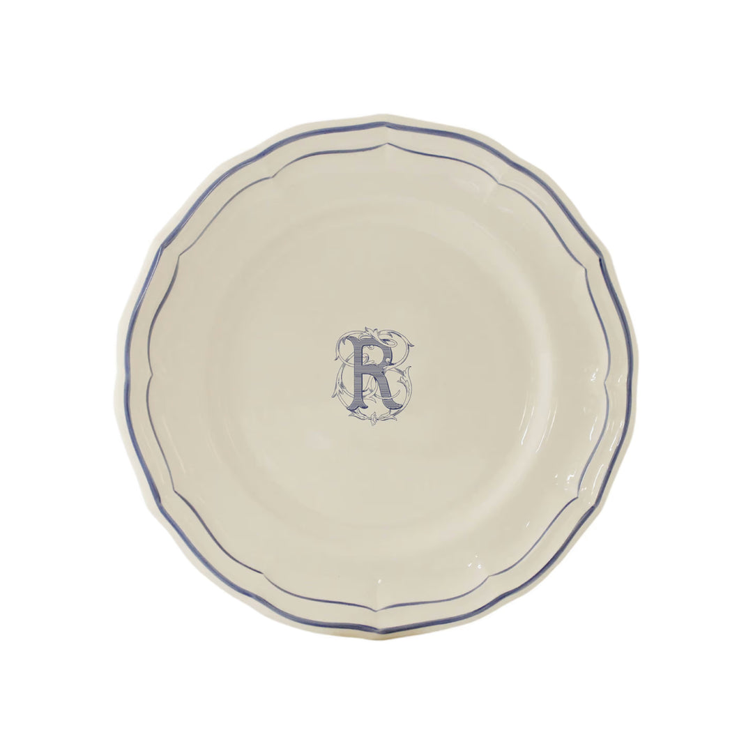 Filet Bleu Dinner Plate with Monogram R