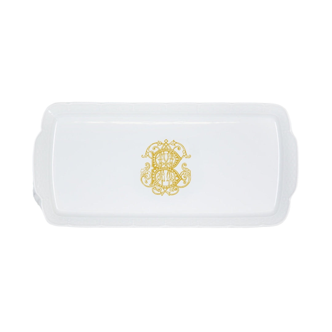 Weave Hostess Platter with Gold Monogram