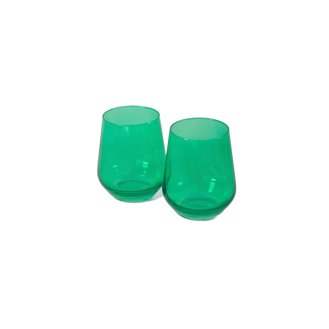 Estelle Colored Glass Stemless Kelly Pair