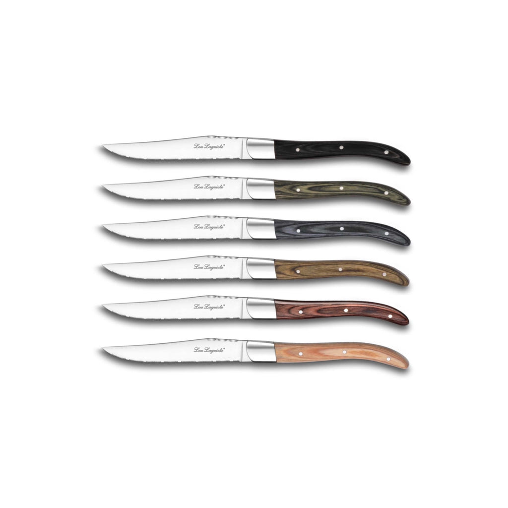Lou Laguiole Louis Steak Knives, Assorted Set of Six