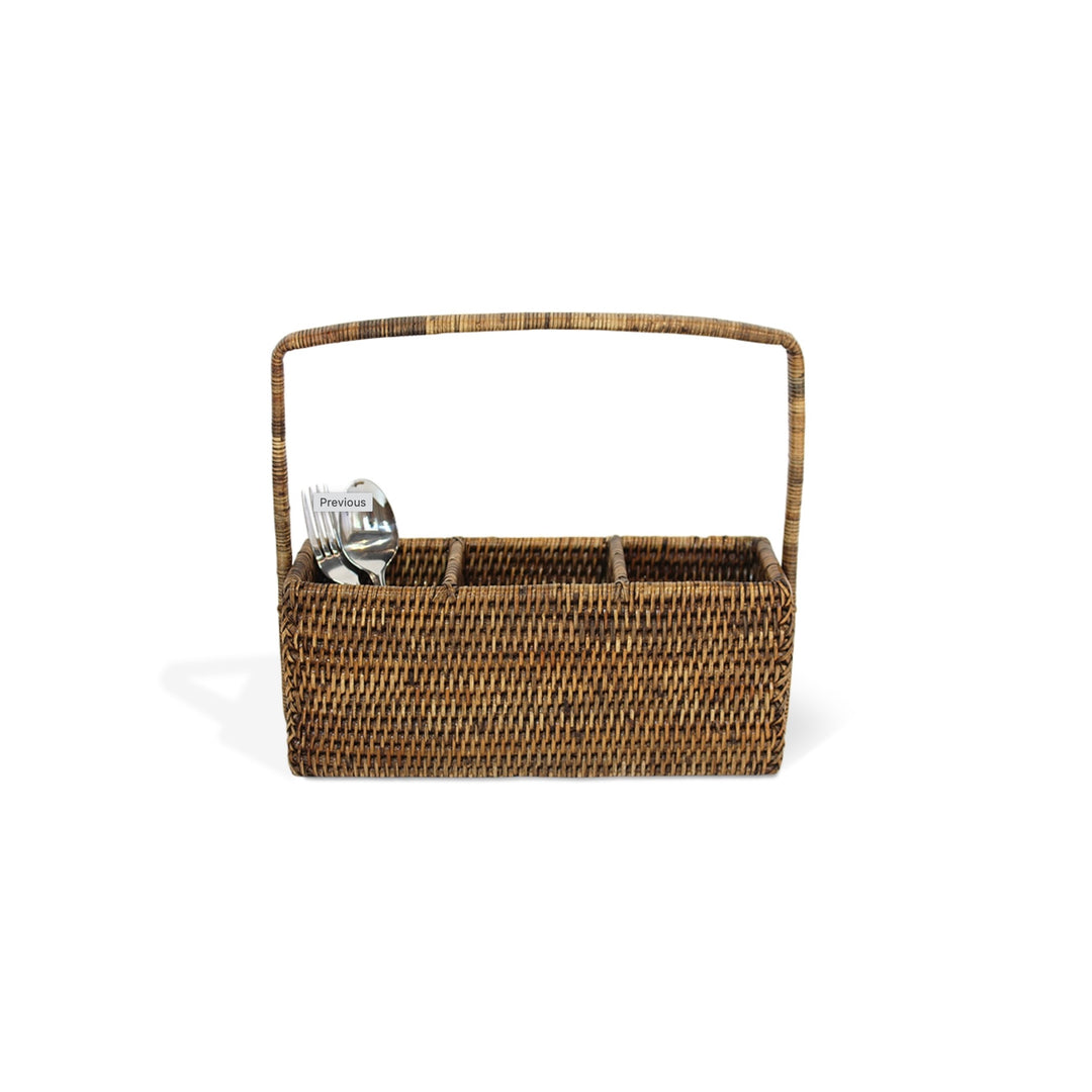 Woven Three-Compartment Cutlery Carrier