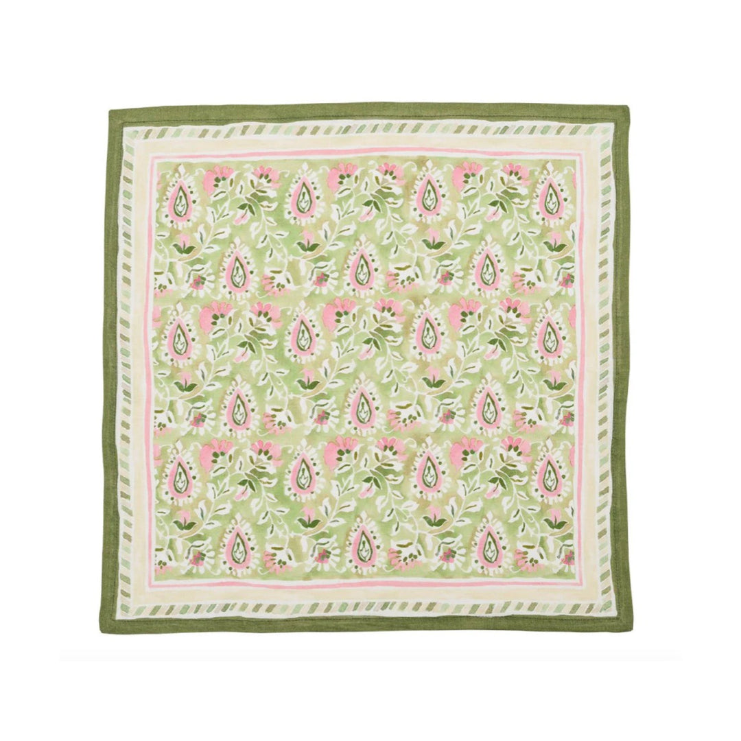 Mira Napkins Green & Pink, Set of Four