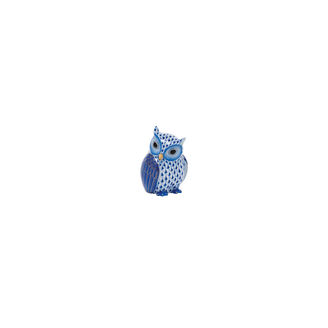 Fishnet Mother Owl Figurine, Sapphire