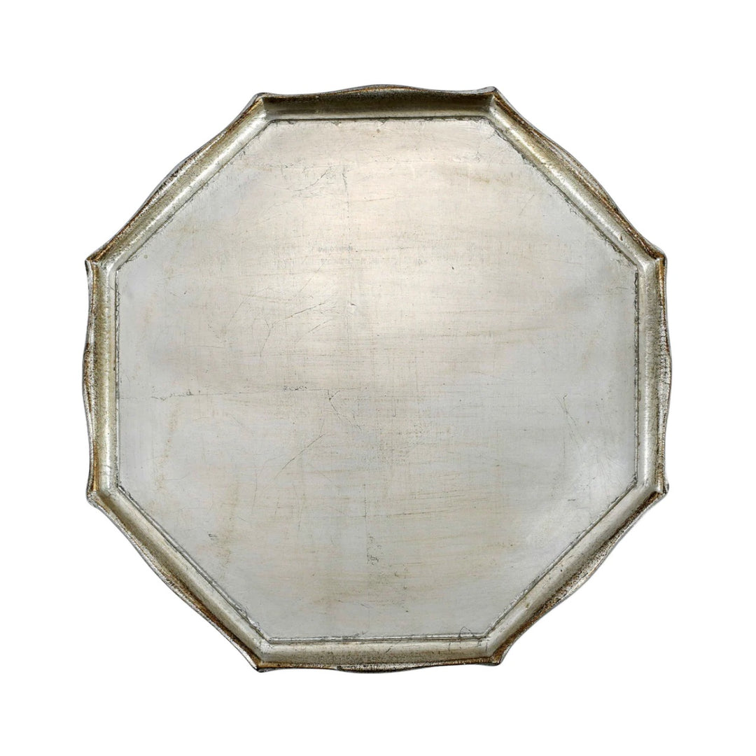 Florentine Wooden Octagonal Tray Platinum