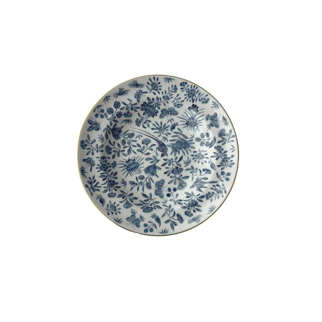 Sacred Bird & Butterfly Blue Rim Soup Plate