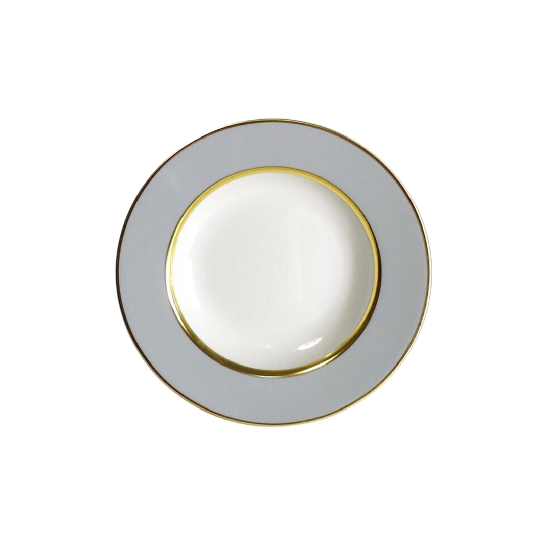 Mak Grey & Gold Rim Soup Plate