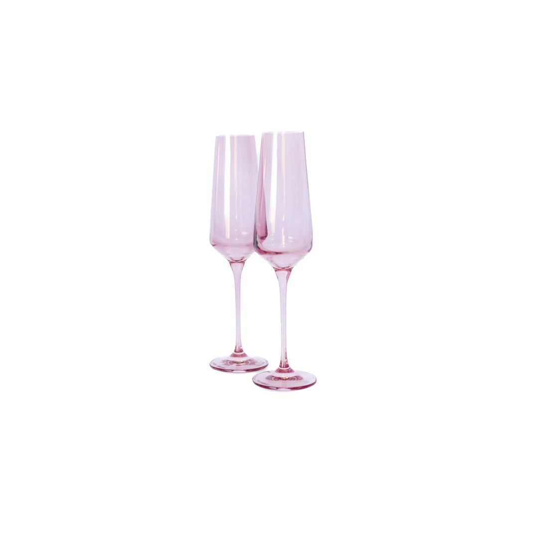 Estelle Colored Glass Champagne Flutes Rose Pair