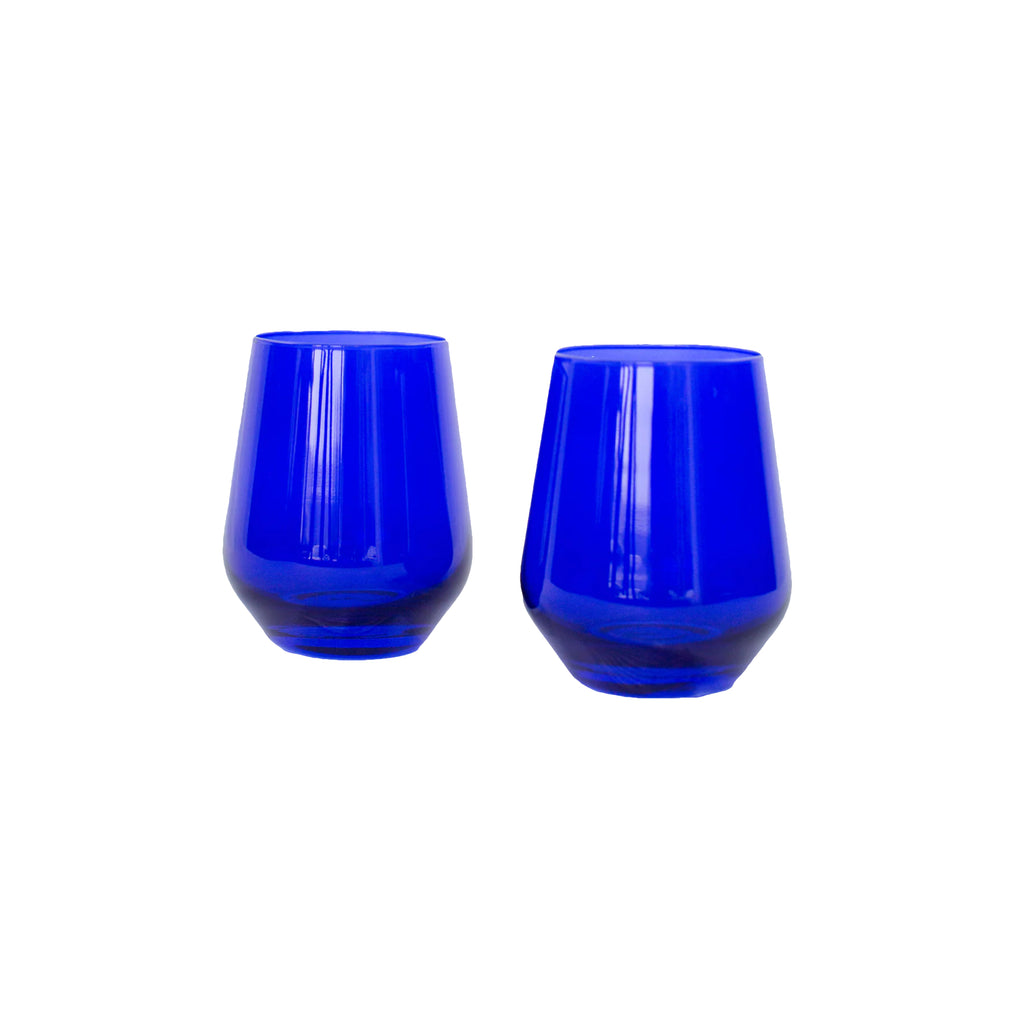 Estelle Colored Glass Stemless Royal Pair