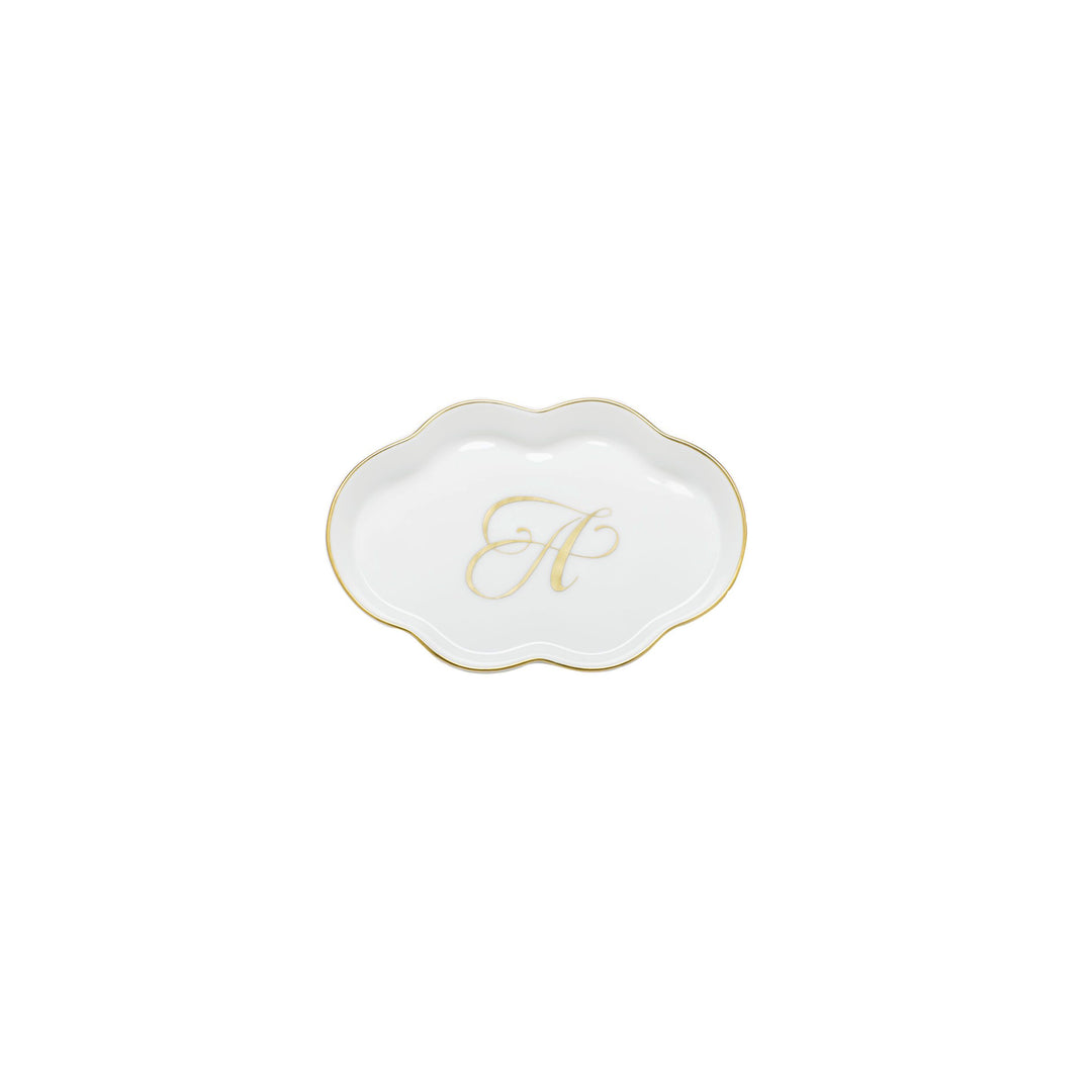 Small Scallop Tray with Initial A
