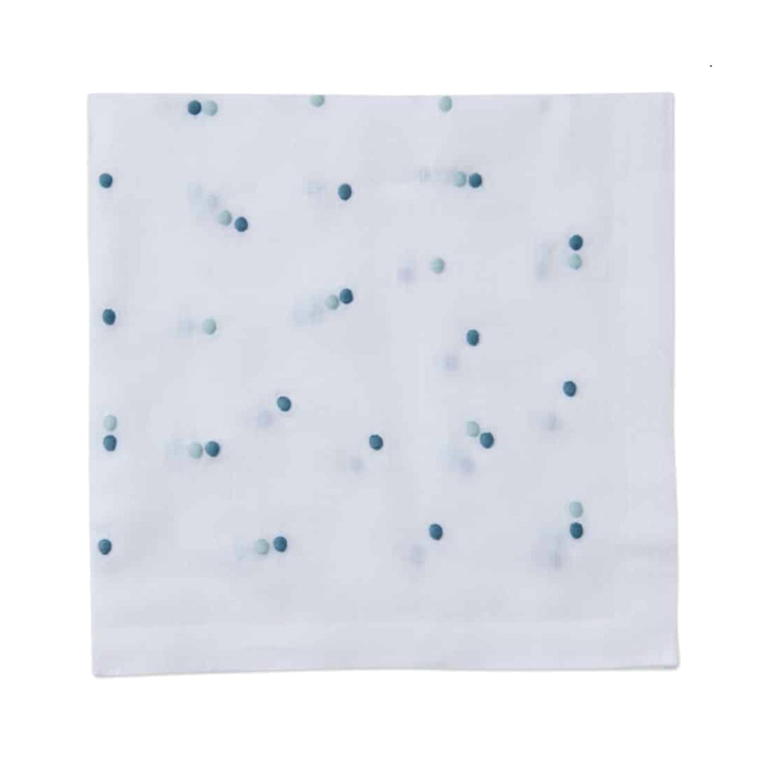 Scattered Dots Embroidered Napkins Aqua, Set of Four