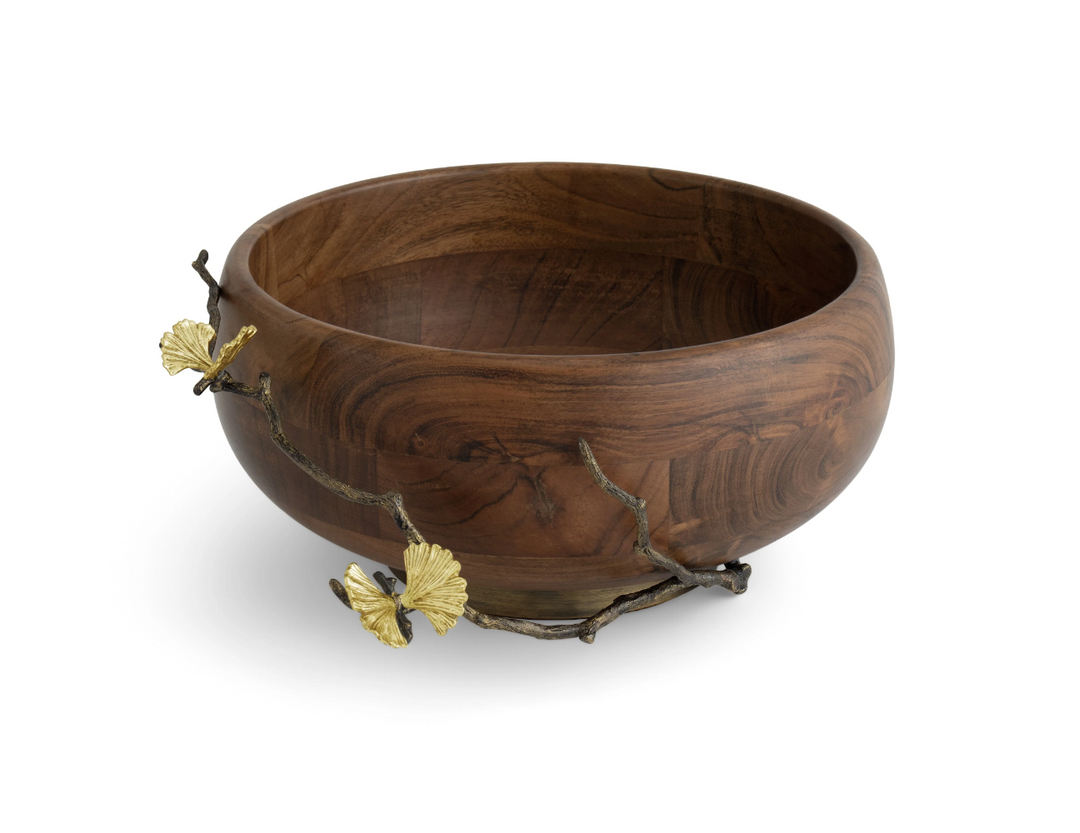 Butterfly Ginkgo Wood Salad Bowl