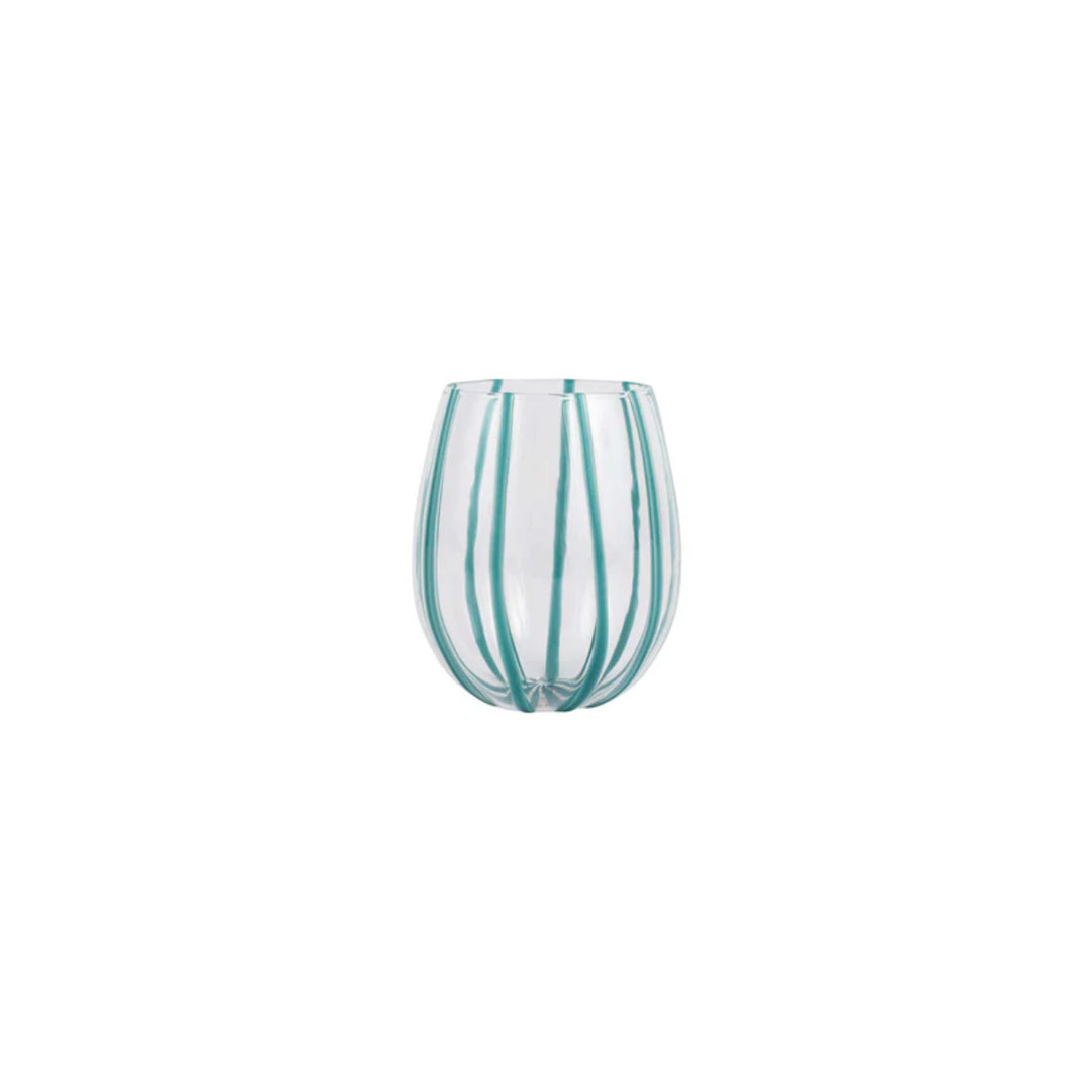 Nuovo Stripe Teal Stemless Wine Glass