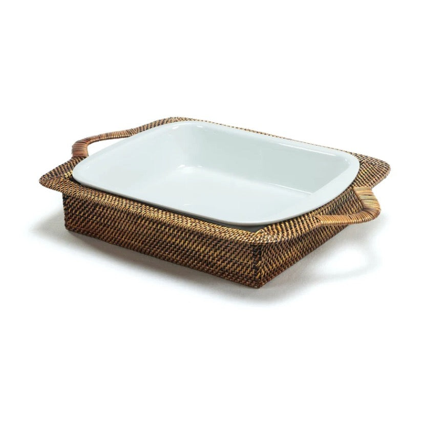 Woven Rectangular Three Quart Stoneware Baker