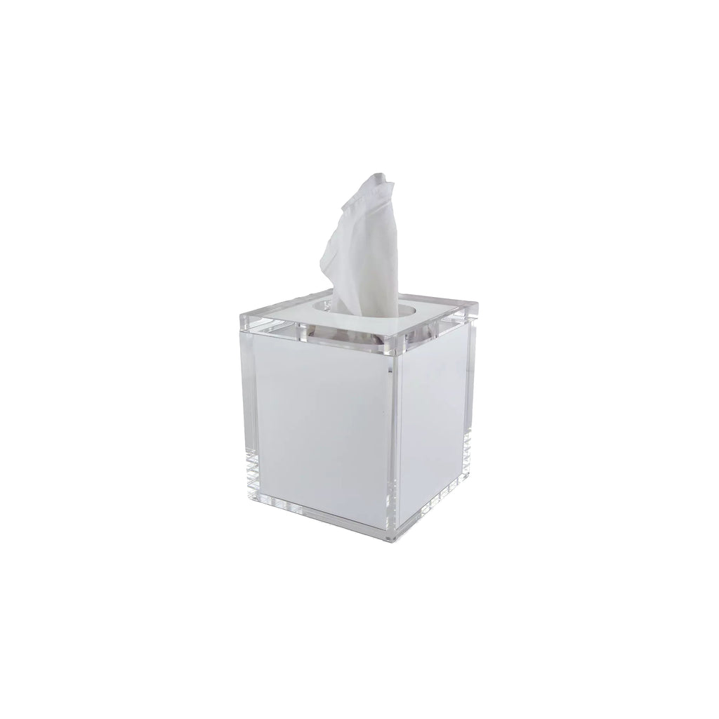 Acrylic White Tissue Box Holder, Square