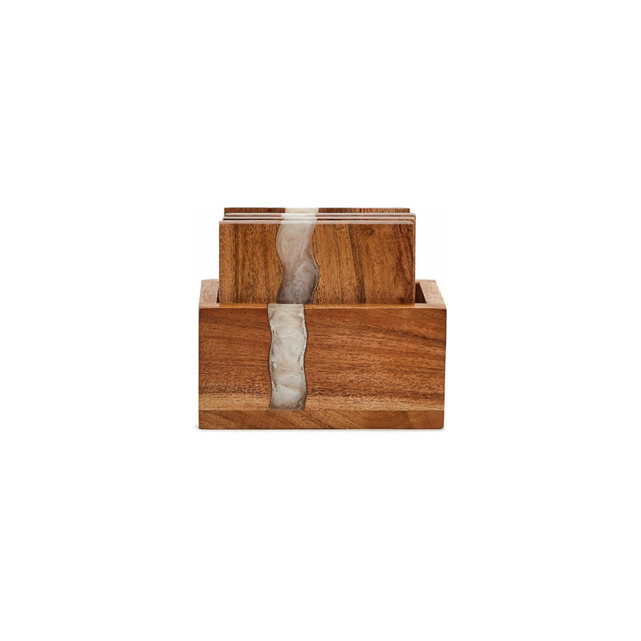 Verglas Wood Drink Coasters with Holder