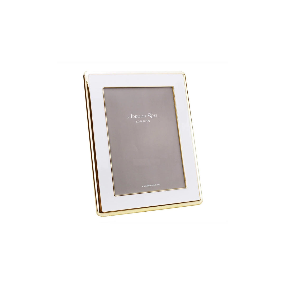 Enamel Frame Wide White & Goldplate 5 x 7