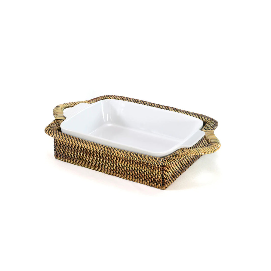 Woven Rectangular Two Quart Stoneware Baker