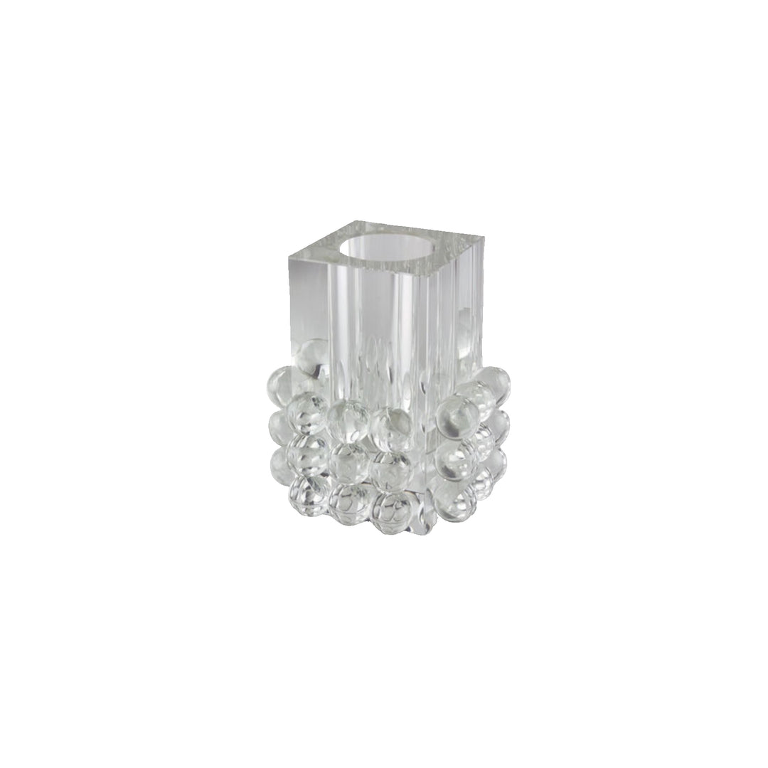 Crystal Glass Square Vase with Ball Design