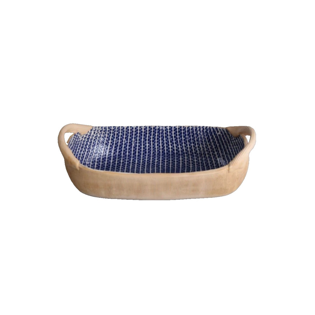 Cobalt Strata Bread Basket with Handles