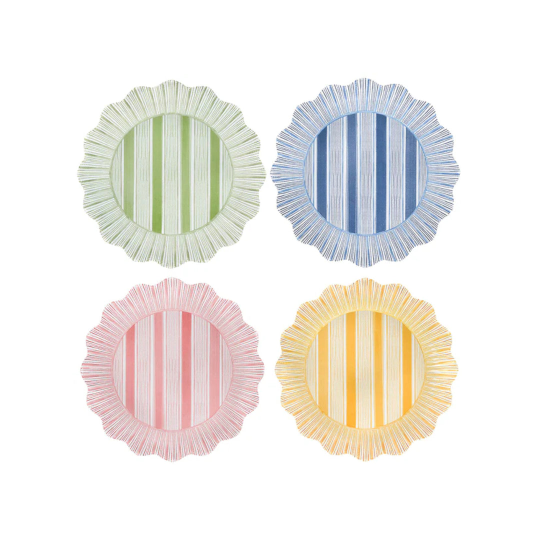 Cabana Stripe Melamine Dinner Plate Assorted Set of Four