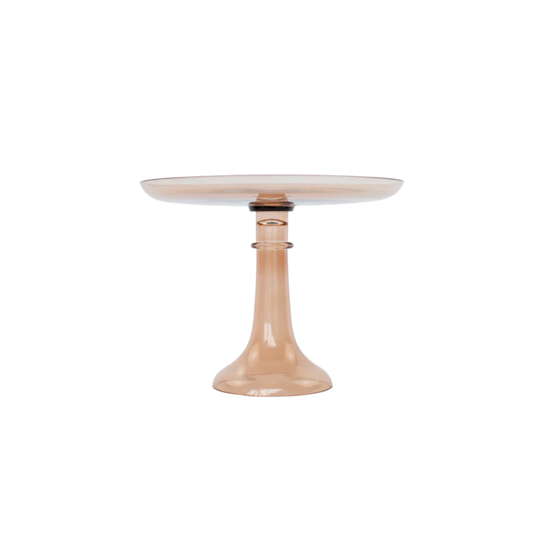 Estelle Colored Glass Cake Stand, Amber Smoke