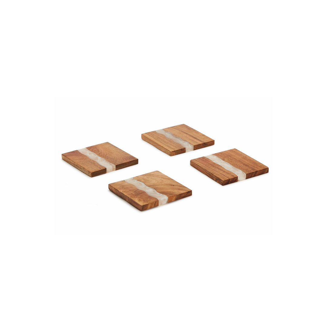 Verglas Wood Drink Coasters with Holder