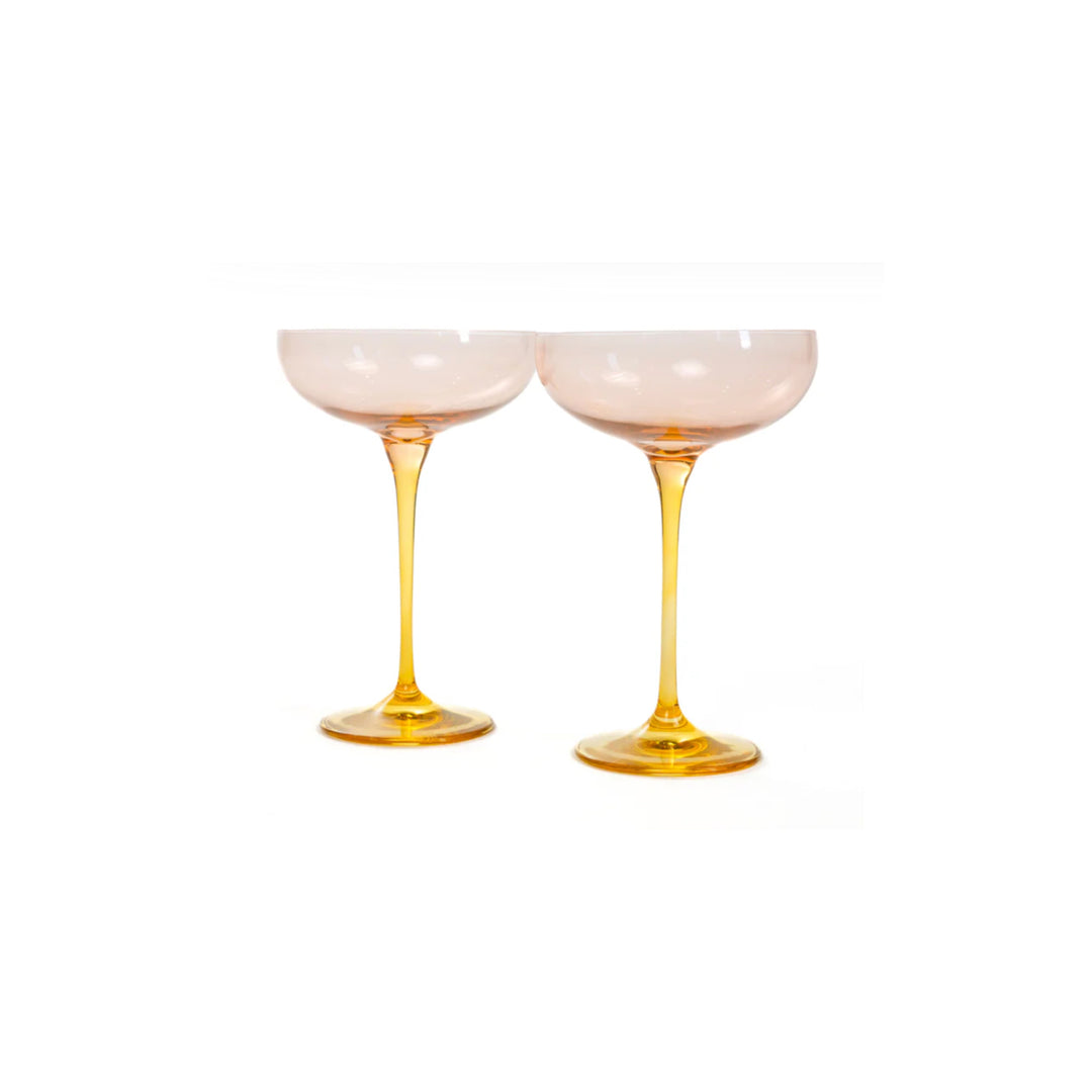 Estelle Colored Glass Coupe Blush & Yellow Pair