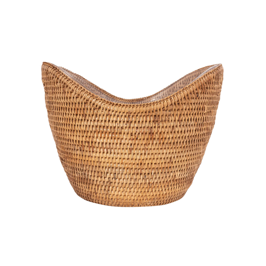 Woven Champagne/Bottle Bucket with Acrylic Insert, Honey Brown