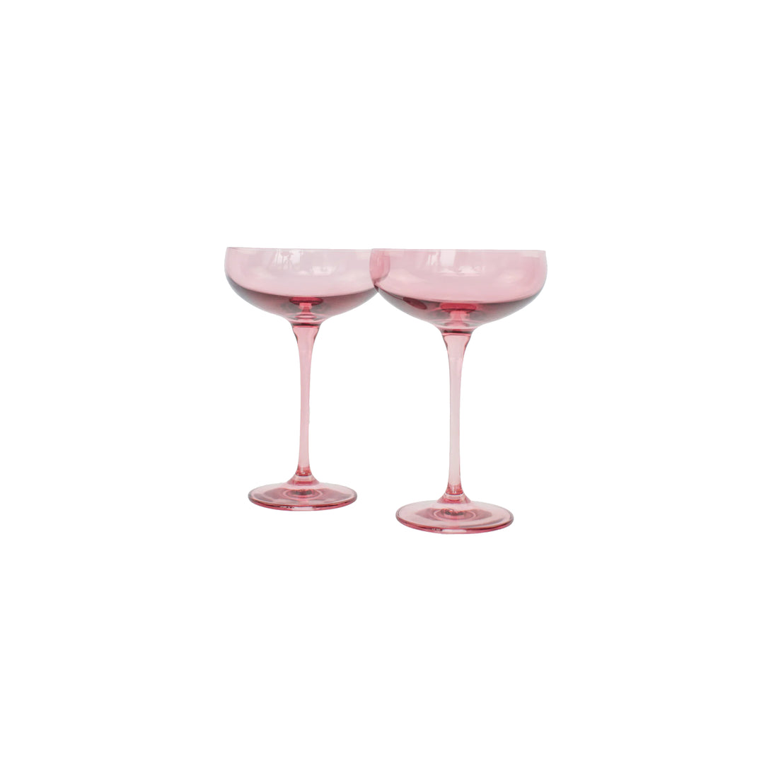 Estelle Colored Glass Coupe Rose Pair