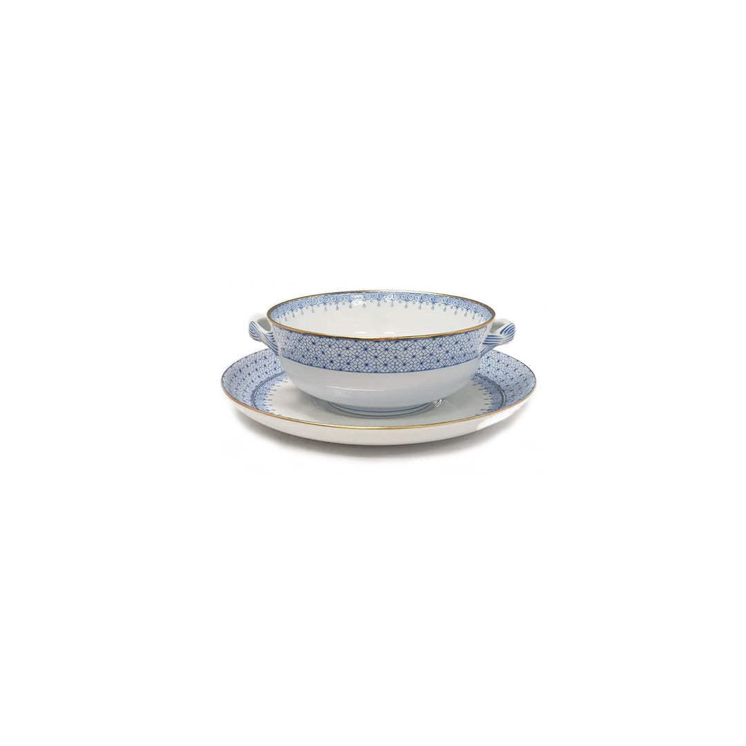 Cornflower Lace Cream Soup Bowl & Saucer