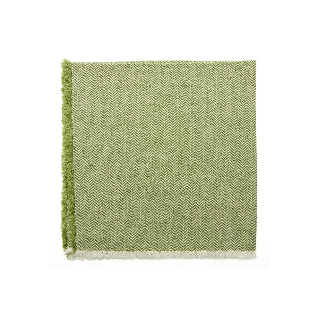 Herringbone Fringe Napkins Grass, Set of Four