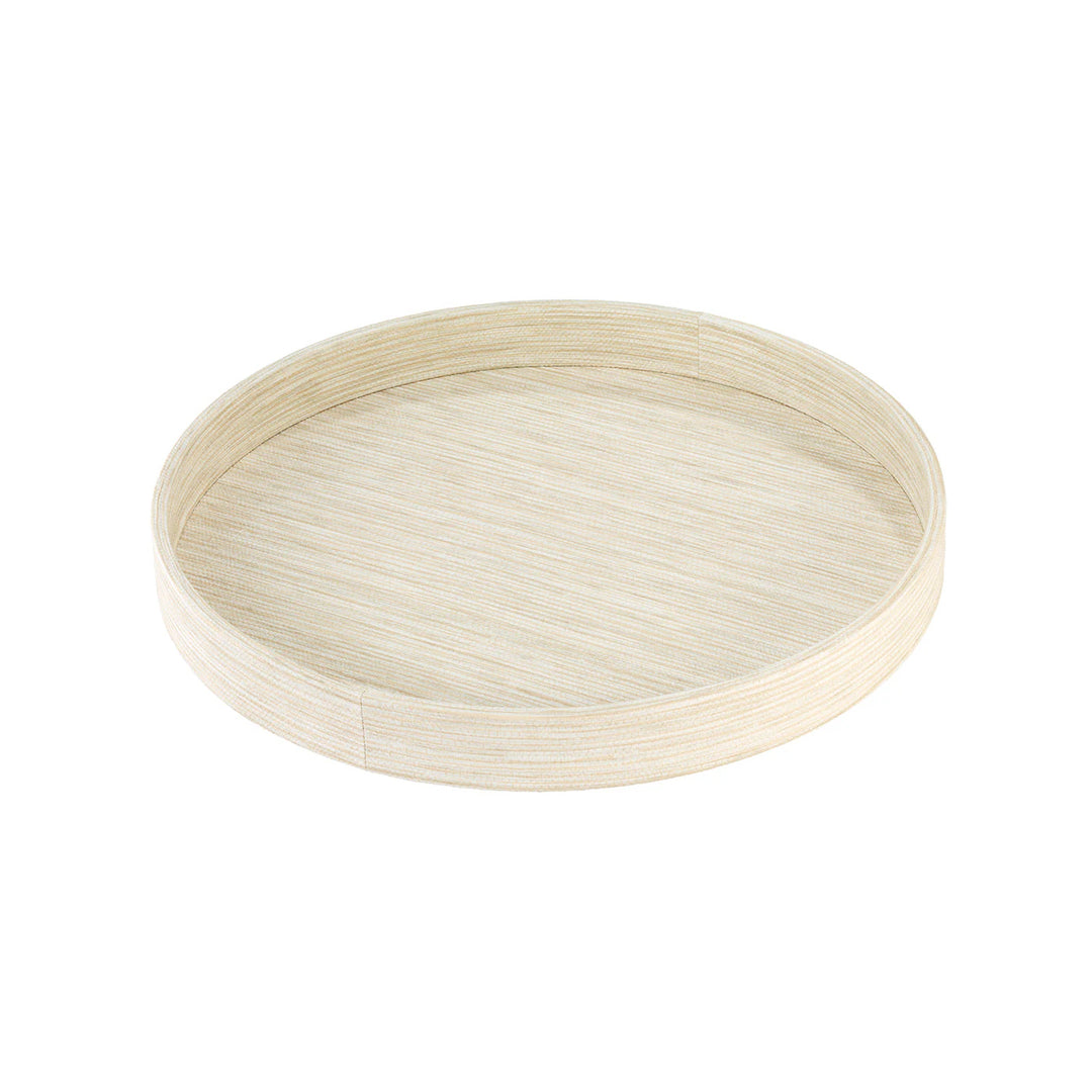 Grasscloth Round Tray, Ecru