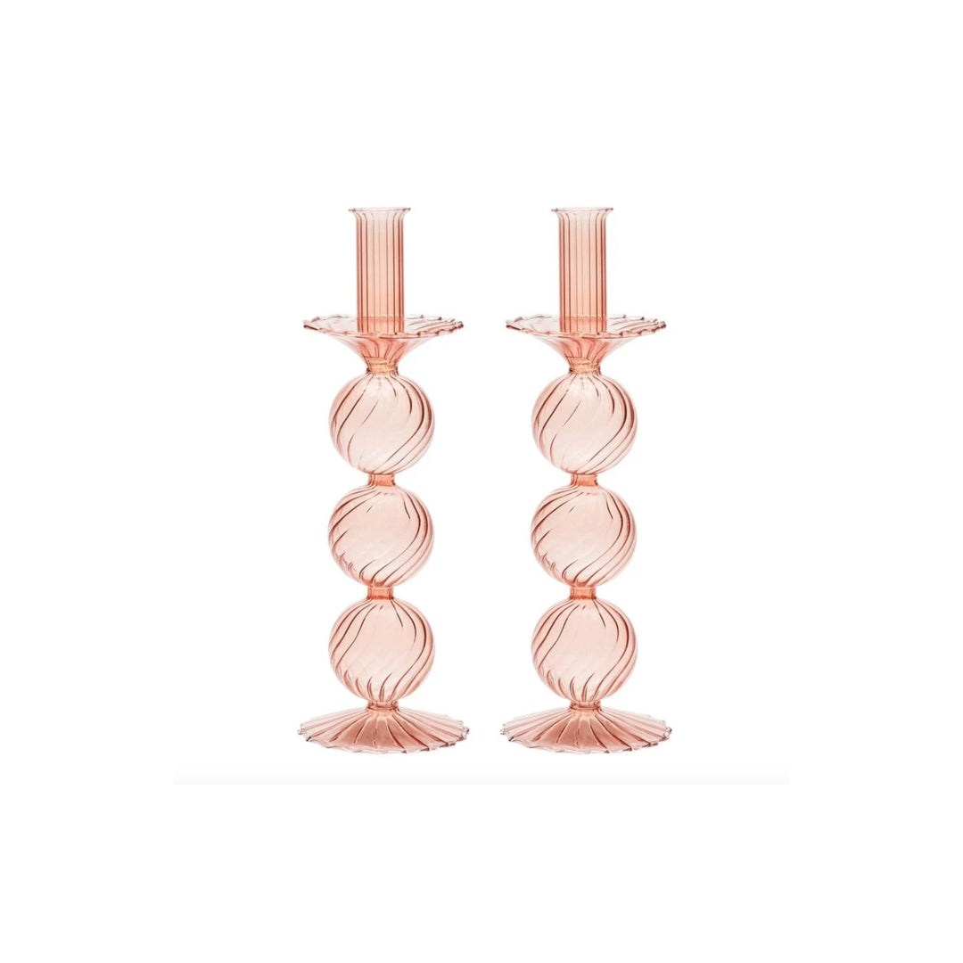 Iris Tall Candlesticks Pair, Blush