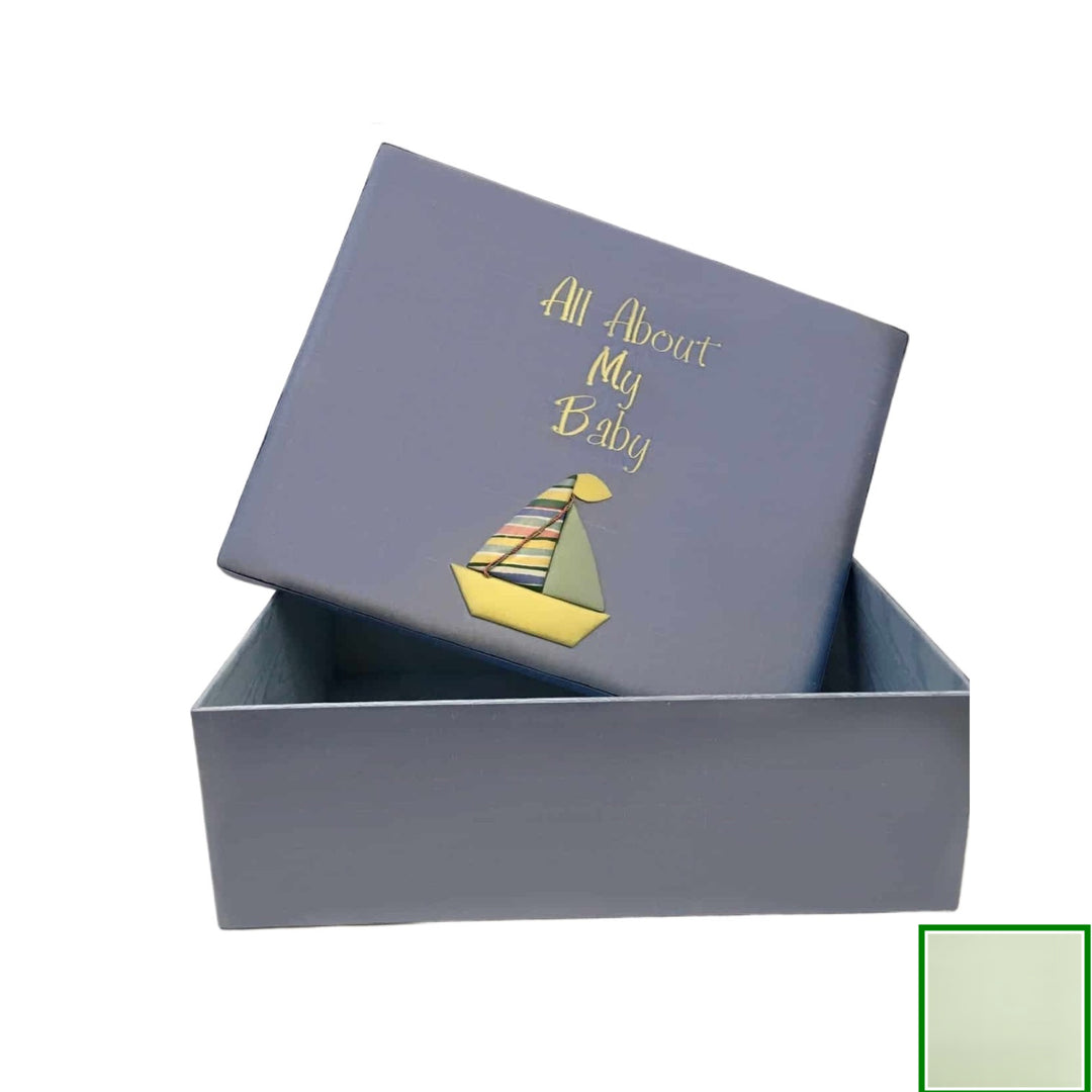 Celadon Large Baby Keepsake Box With Sailboat with Personalization