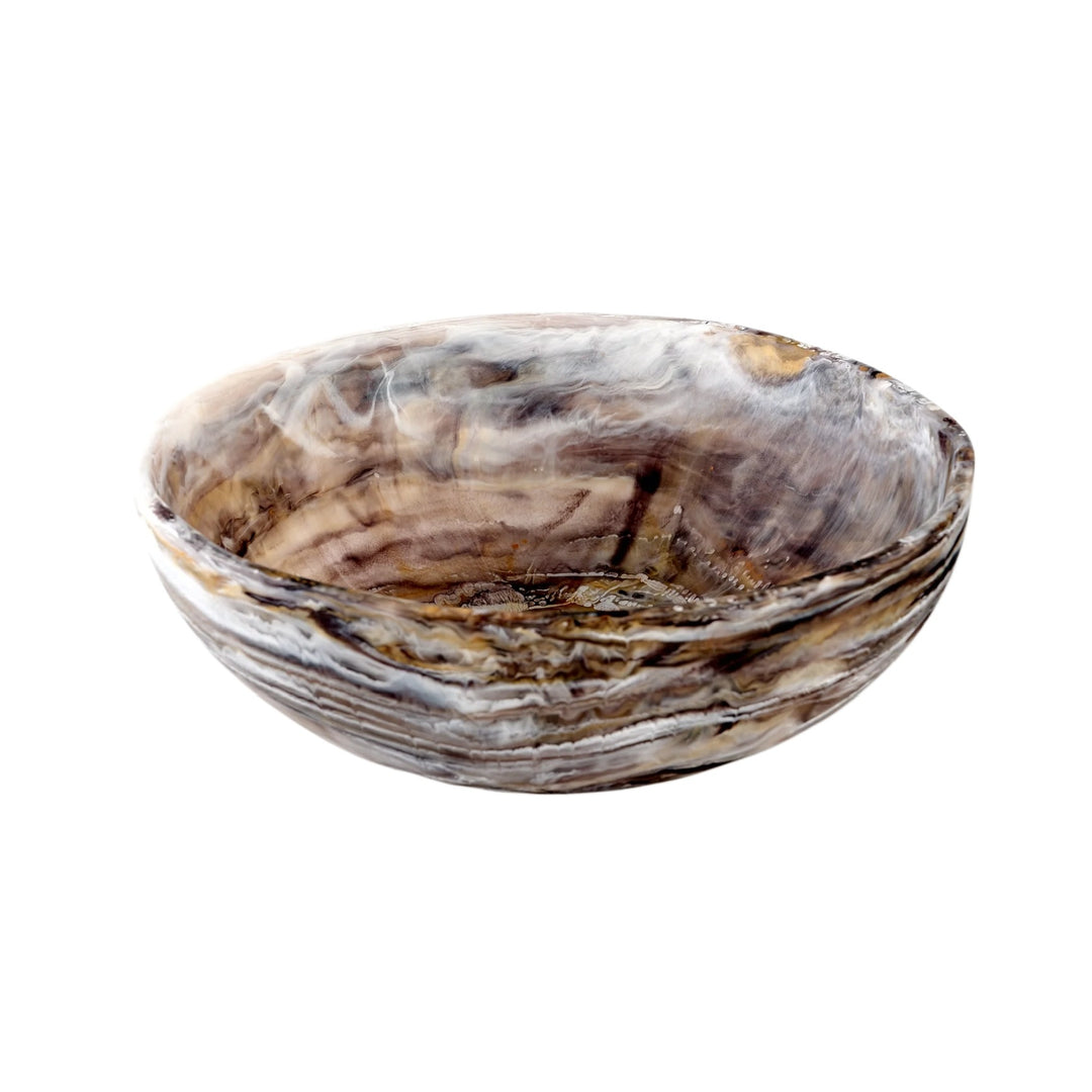 Resin Classical Round Bowl Large, Mocha Swirl