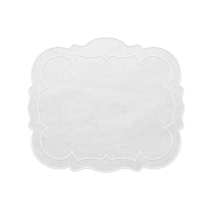 Linho Scalloped Rectangular Placemat White, Set of Two