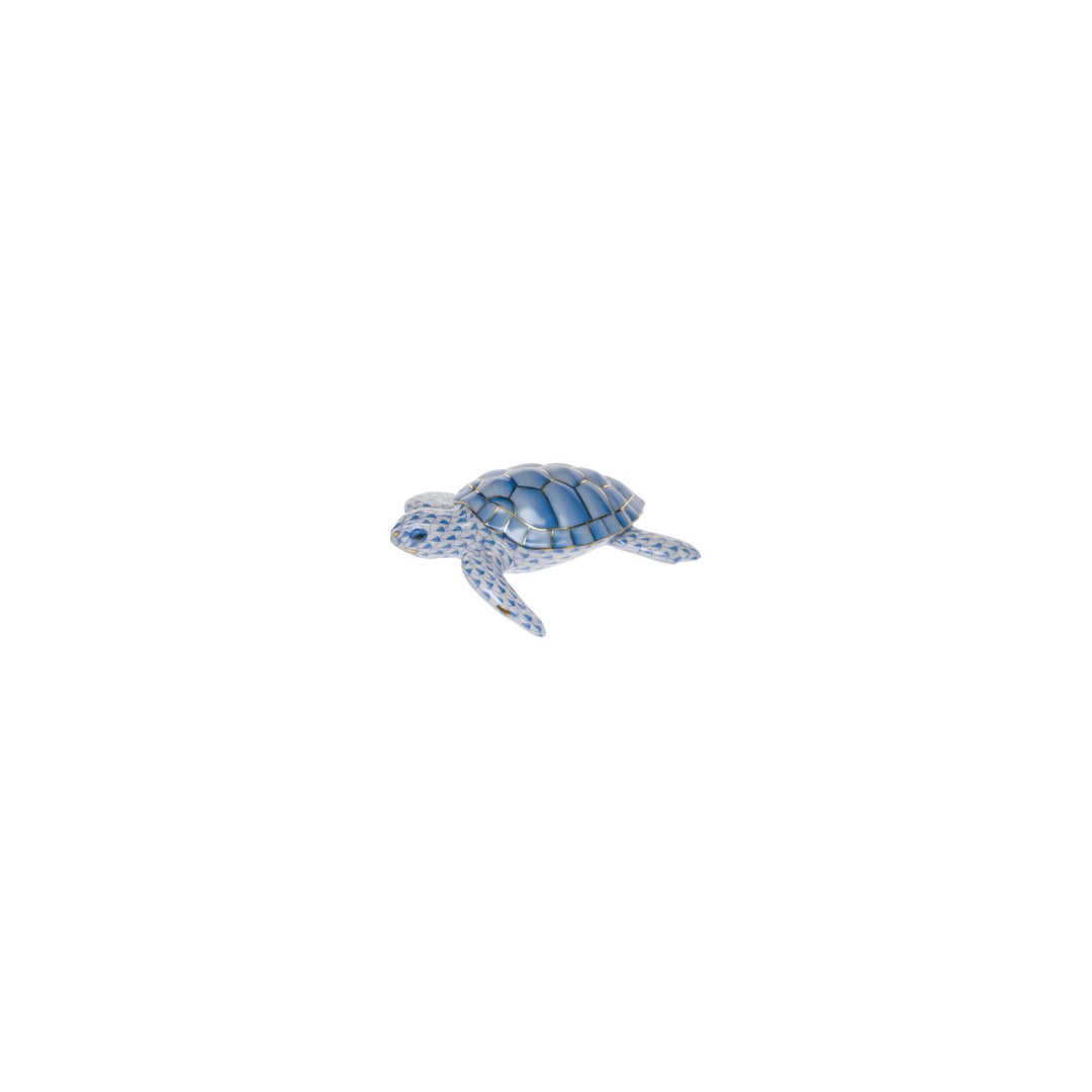 Fishnet Loggerhead Turtle Figurine, Blue