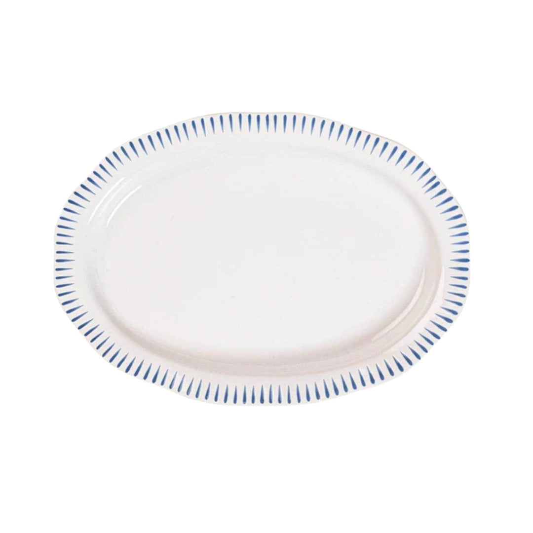 Sitio Stripe Indigo Oval Platter