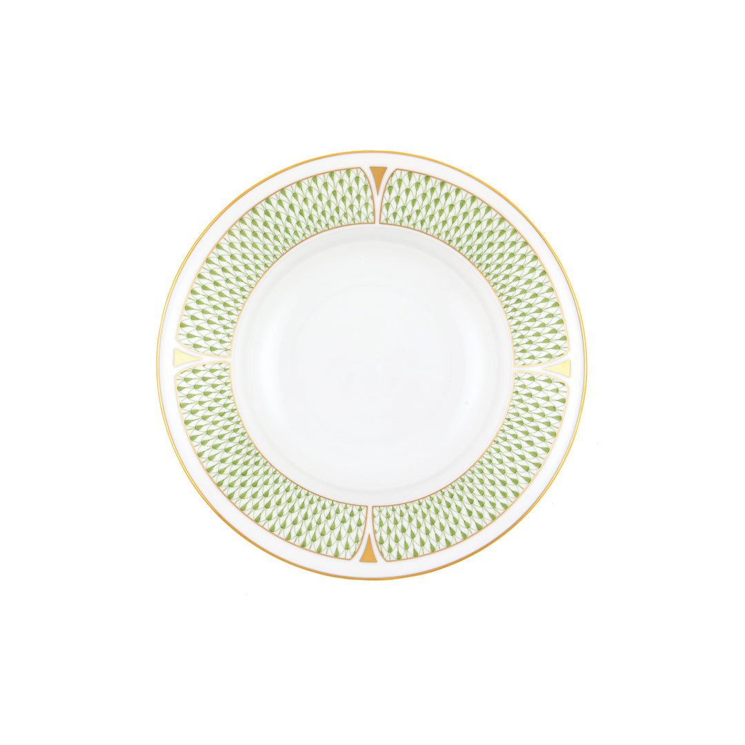 Art Deco Green Rim Soup Bowl