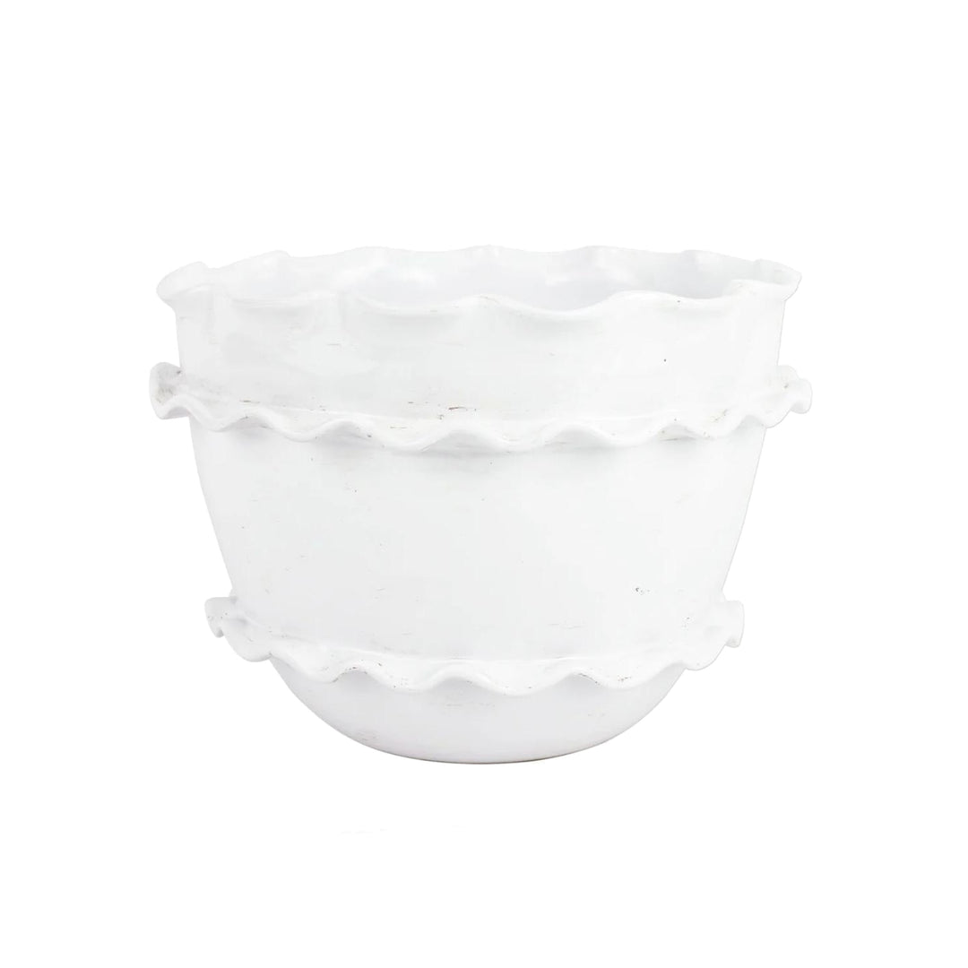 Rustic Garden Ruffle Round Planter White