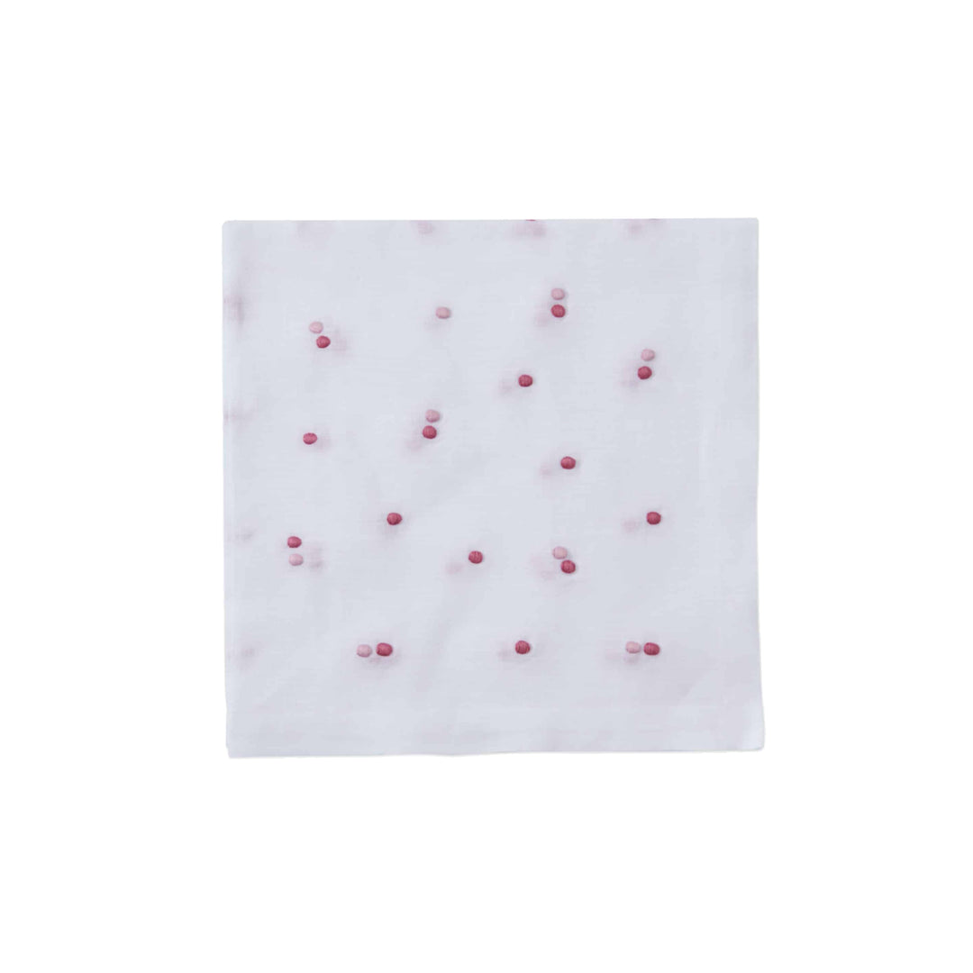 Scattered Dots Embroidered Napkins Pink, Set of Four