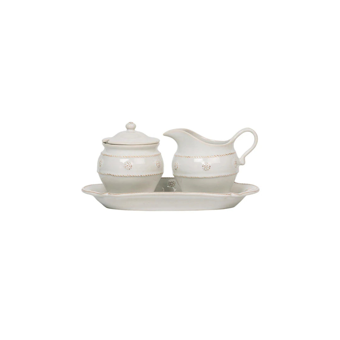 Berry & Thread Whitewash Sugar and Creamer Three-Piece Set