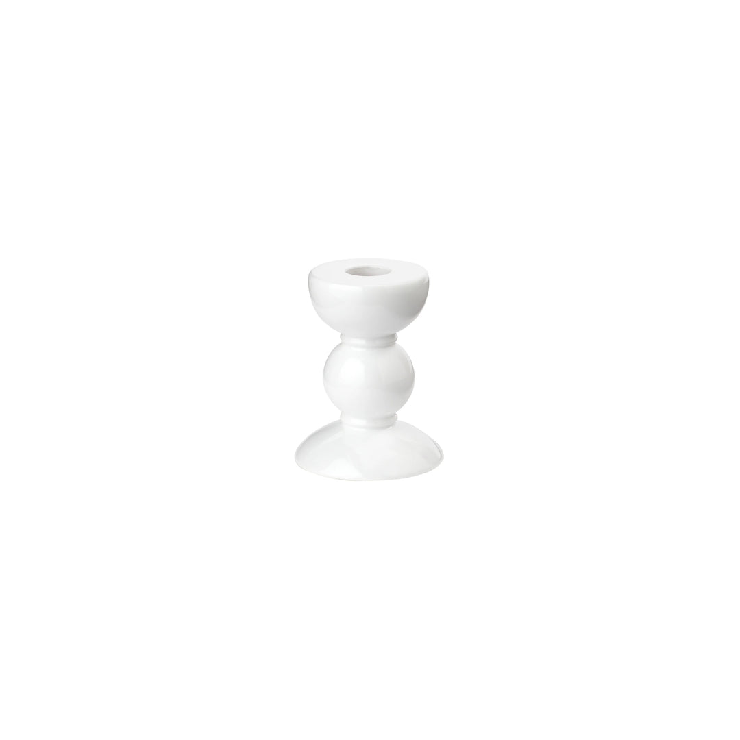 Bobbin Lacquered Candlesticks Small Pair, White