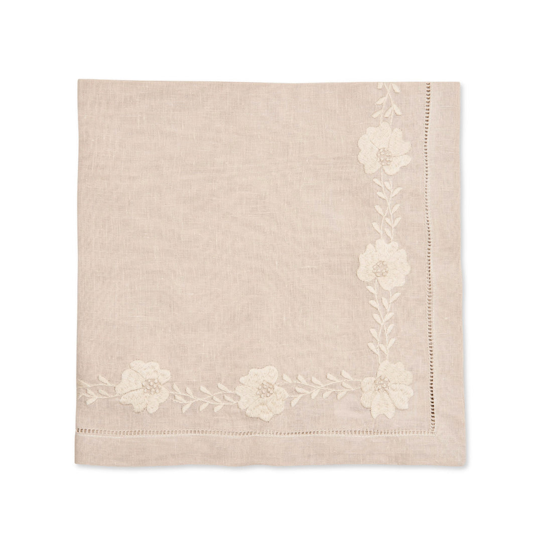 Floral Petal Napkins Taupe, Set of Four